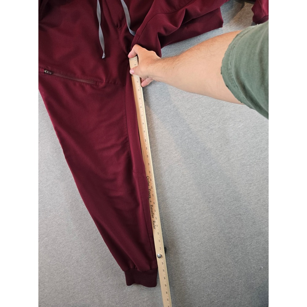 Figs Men's Joggers in Burgundy with Gray Drawstrings - Picture 10 of 14